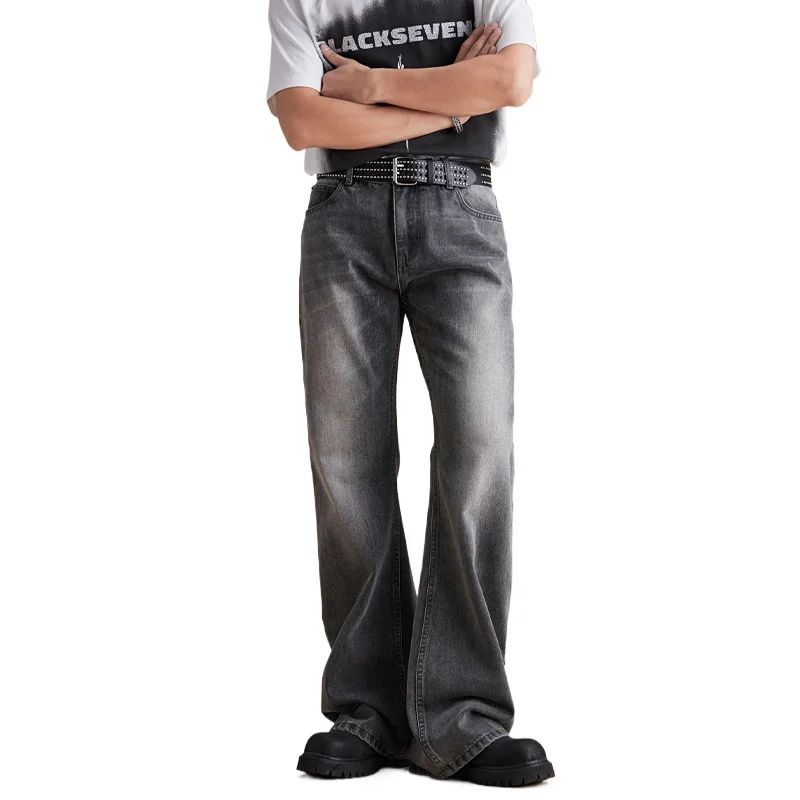 Men'S Fashion Jeans And Boots - Jeans décontractés gris délavé pour hommes,