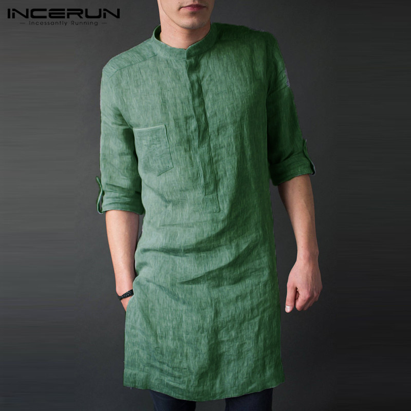 Men'S Fashion Kurta - INCERUN-T-shirt à Manches sulfpour Homme, Vêtement