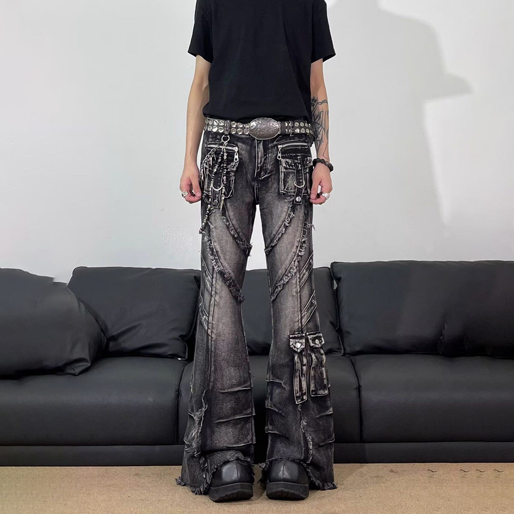 Men'S Fashion Jeans And Boots - Jean cargo déstructuré Y2K pour homme