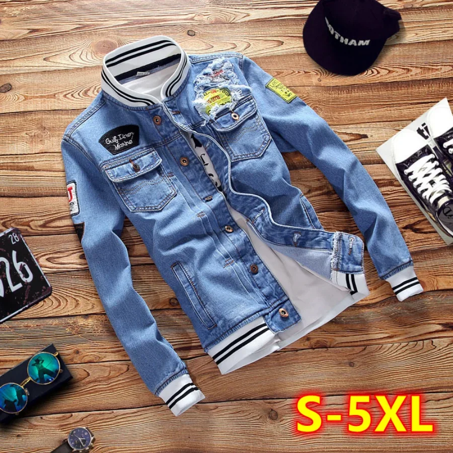 Bomber Jacket Men - Nouveau 2026 hommes Denim vestes mode