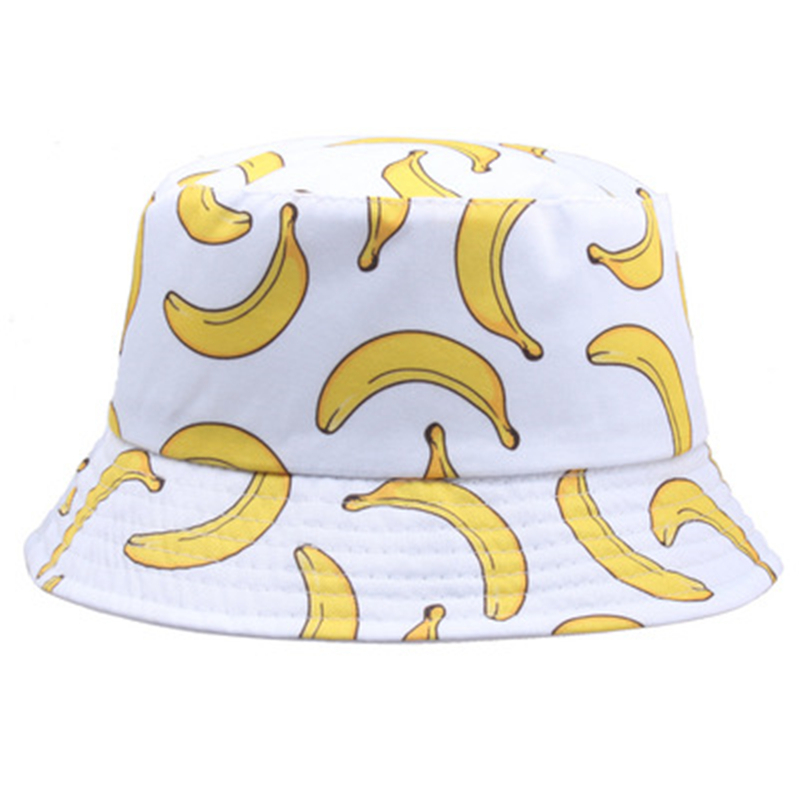 Mens Fashion Bucket Hat - Été printemps mince ombre banane imprimé