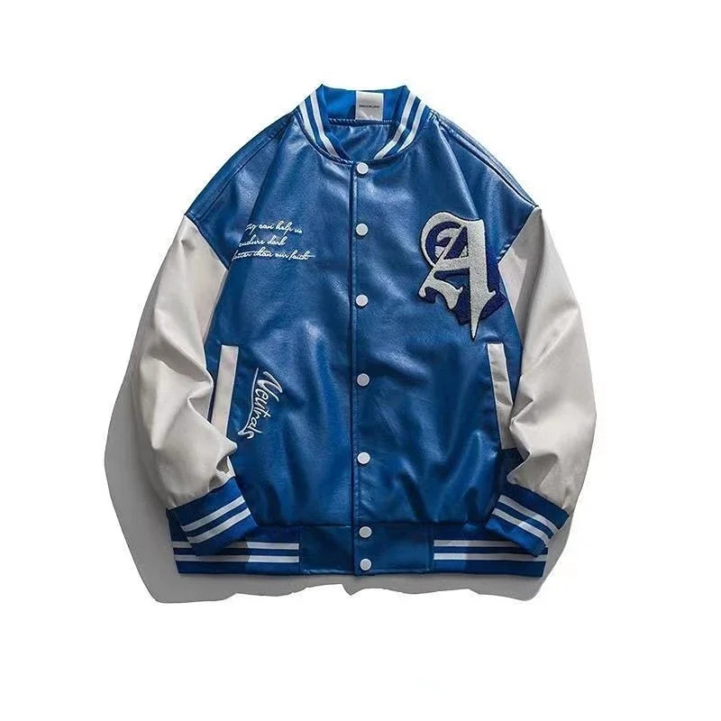 Bomber Jacket Men - Uniforme de Baseball en cuir PU