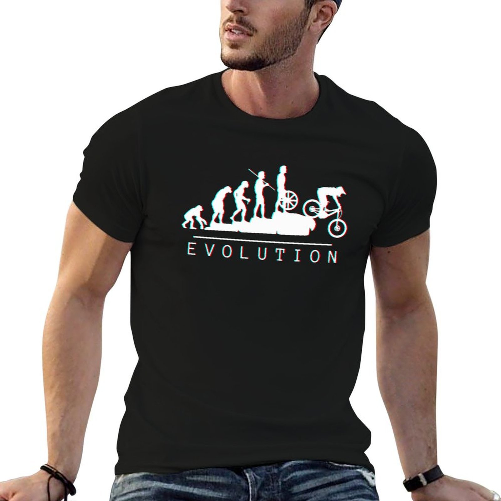 Men'S Fashion Evolution - T-shirt MTB Evolution (blanc) à imprimé