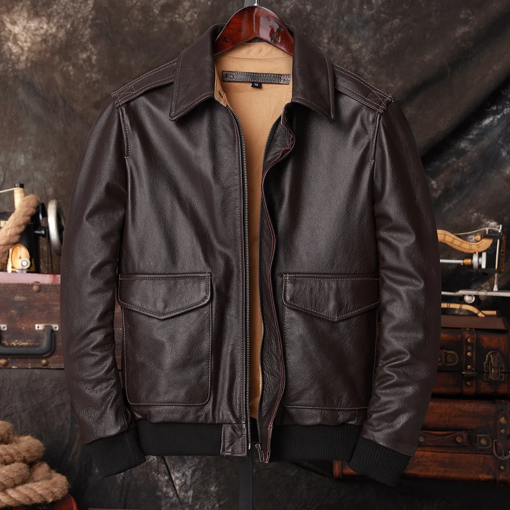 Bomber Jacket Men - Blouson aviateur A2 en cuir véritable