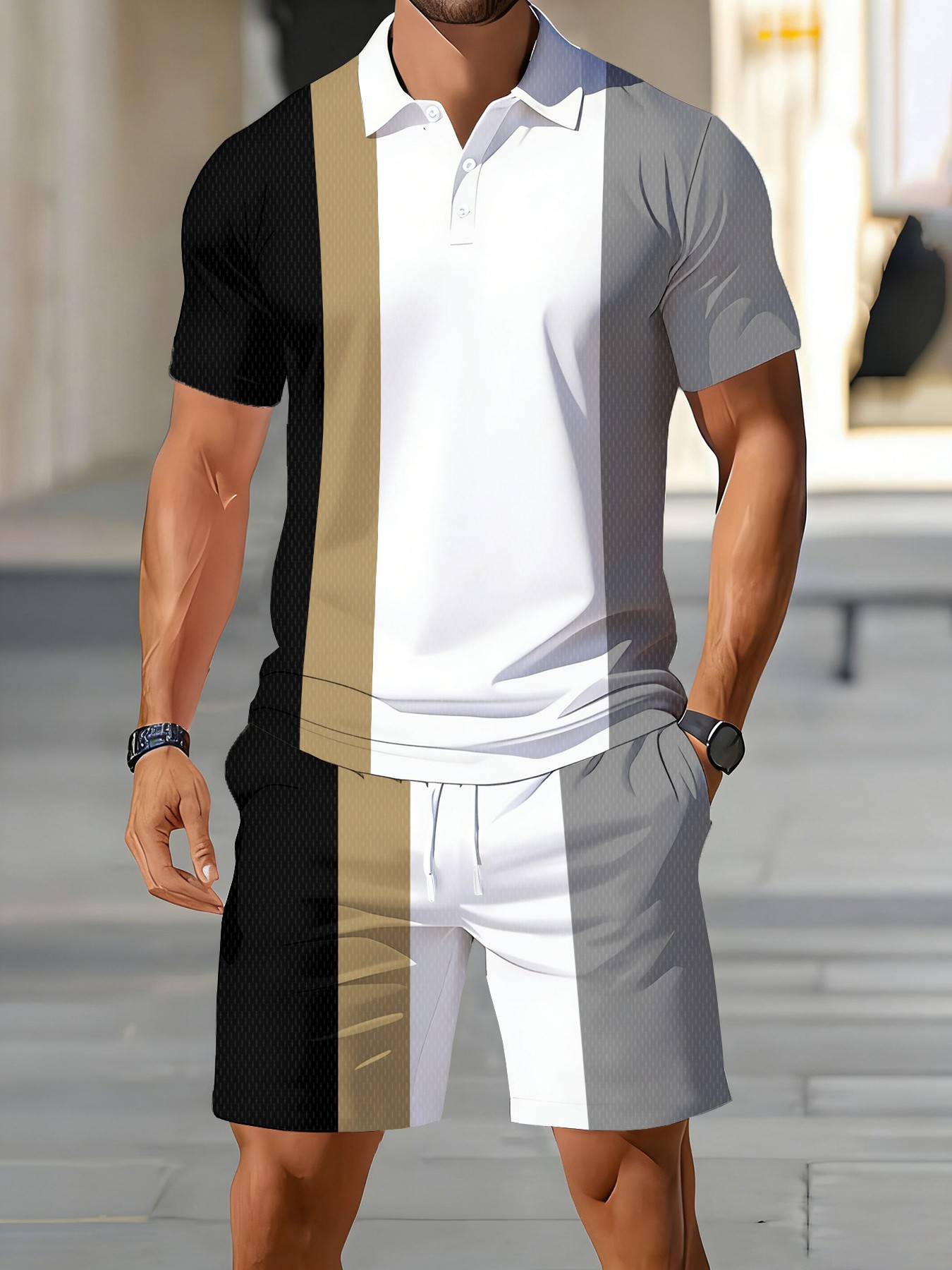 Men'S Fashion Polo Shirt - Ensemble de polos pour hommes américains