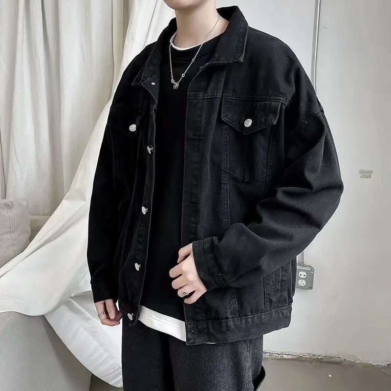 Bomber Jacket Men - Veste Courte en Denim Noir pour