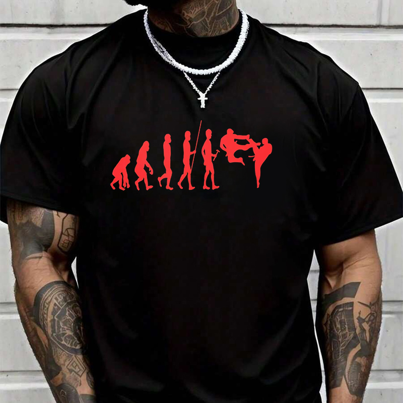 Men'S Fashion Evolution - T-shirt imprimé Karate Evolution pour hommes,