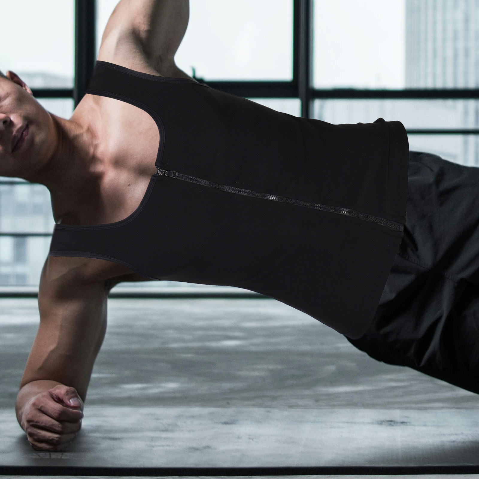 Compression Shirt Workout - Débardeur de compression pour hommes, fermeture