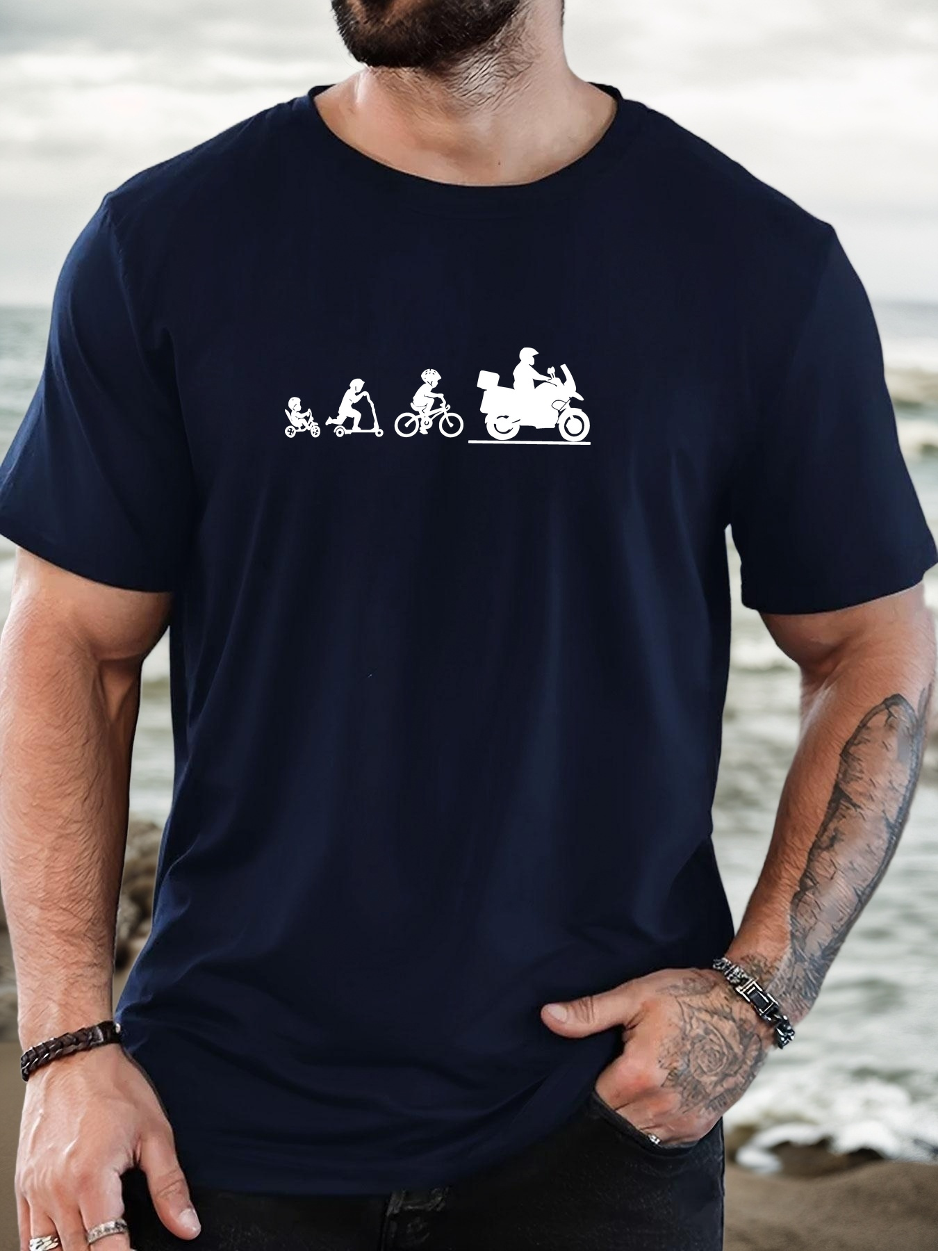 Men'S Fashion Evolution - T-shirt basique noir pour homme, motif