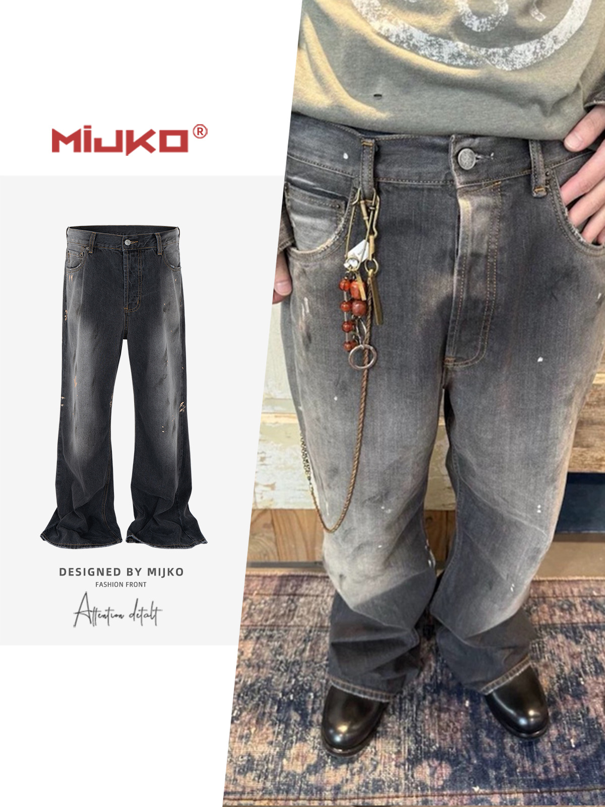 Men'S Fashion Jeans And Boots - MIJKO délavé jean homme décontracté Vintage
