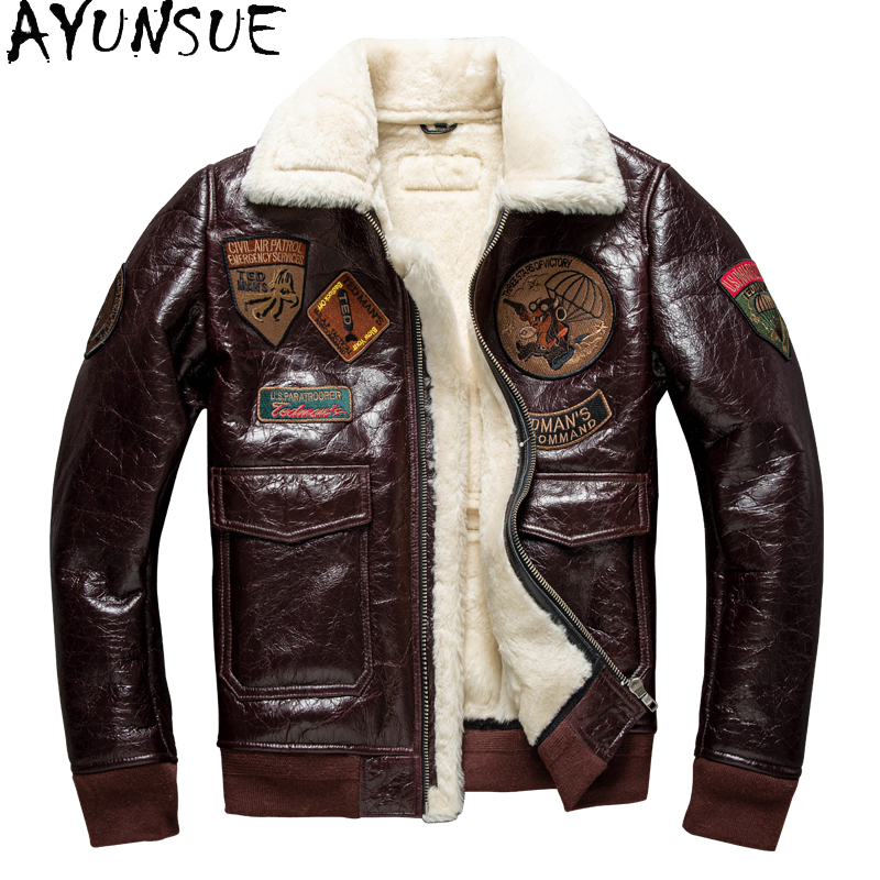 Bomber Jacket Men - AYUNSUE-Blouson aviateur en cuir épaissi pour