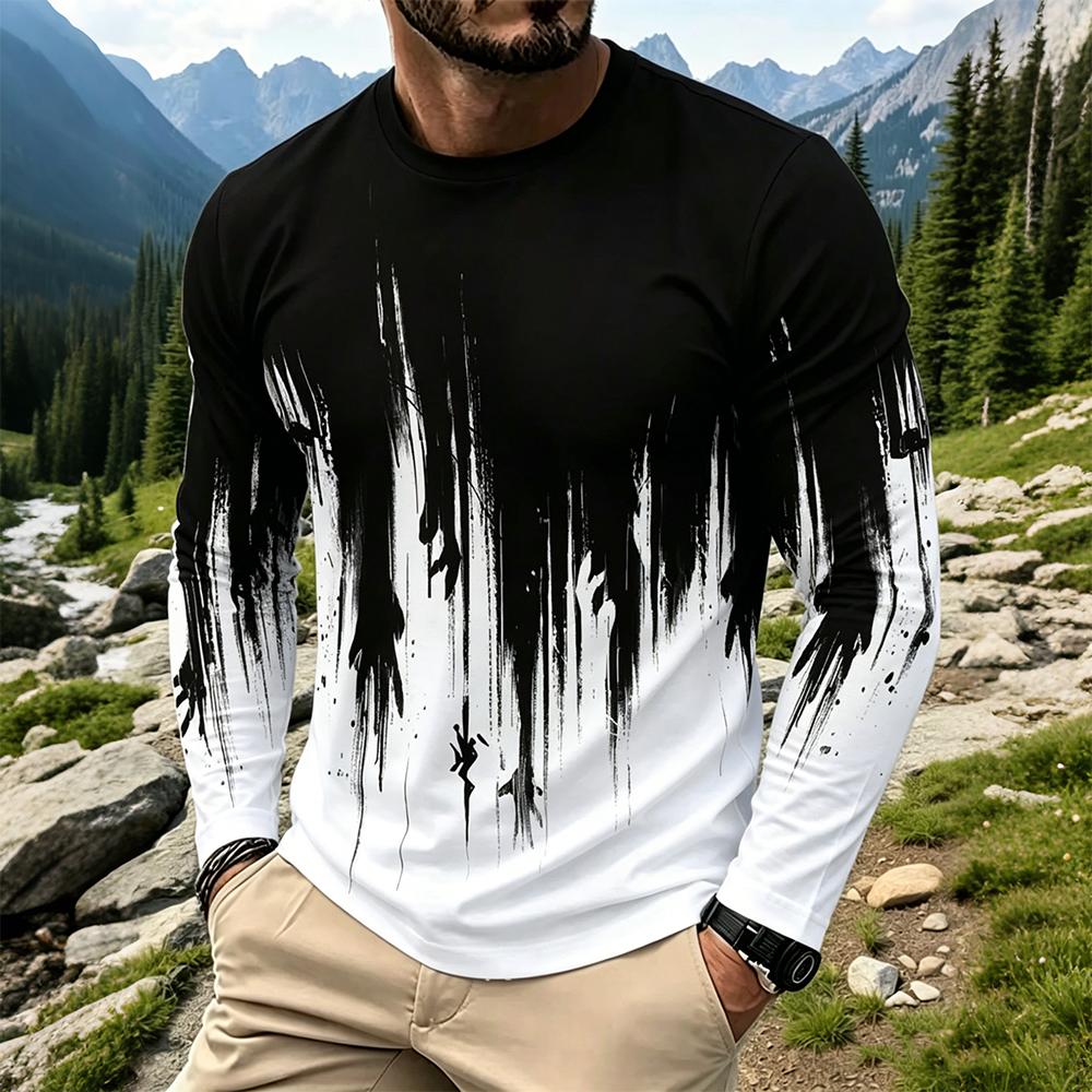 Fashion Mens Shirt - T-shirt à manches longues dégradé effet