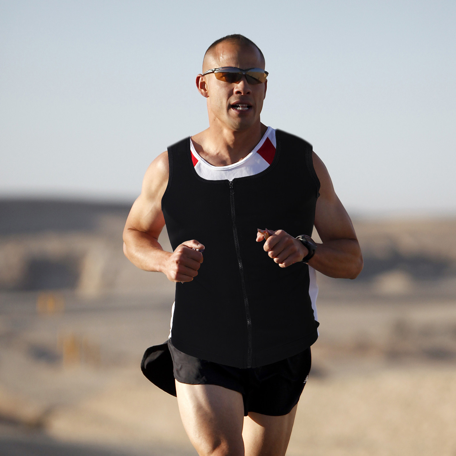 Compression Shirt Workout - Débardeur de compression zippé pour homme,
