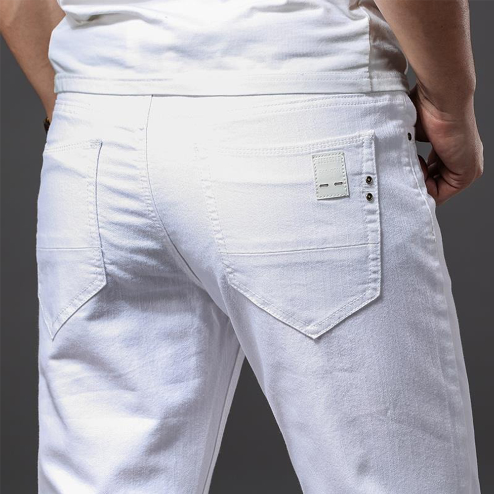 Jean blanc élastique pour homm - Men'S Fashion For 60 Year Old avis et prix