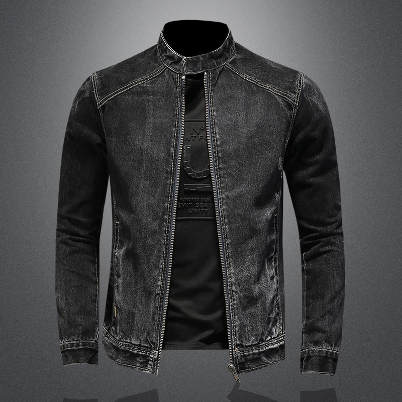 Blouson aviateur en denim à co - Bomber Jacket Men avis et prix