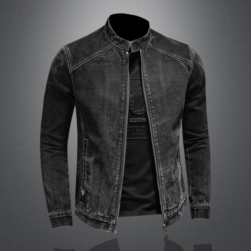 Blouson aviateur en denim à co - Bomber Jacket Men avis et prix