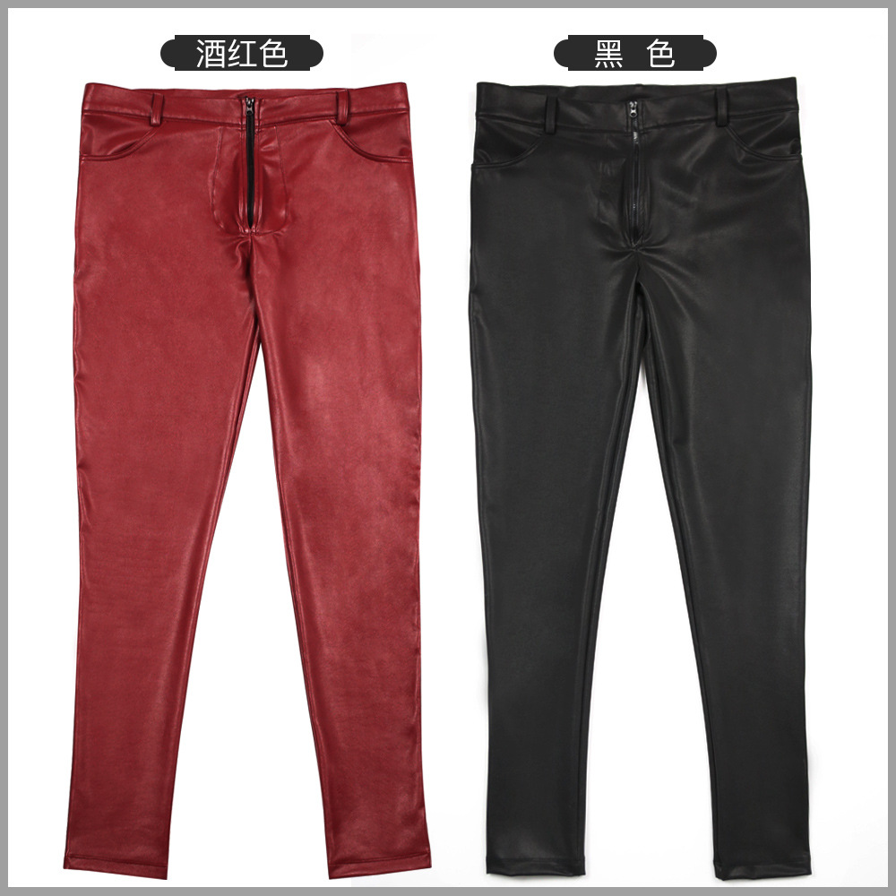 Jean slim en cuir PU pour homm - Skinny Jeans Ripped avis et prix