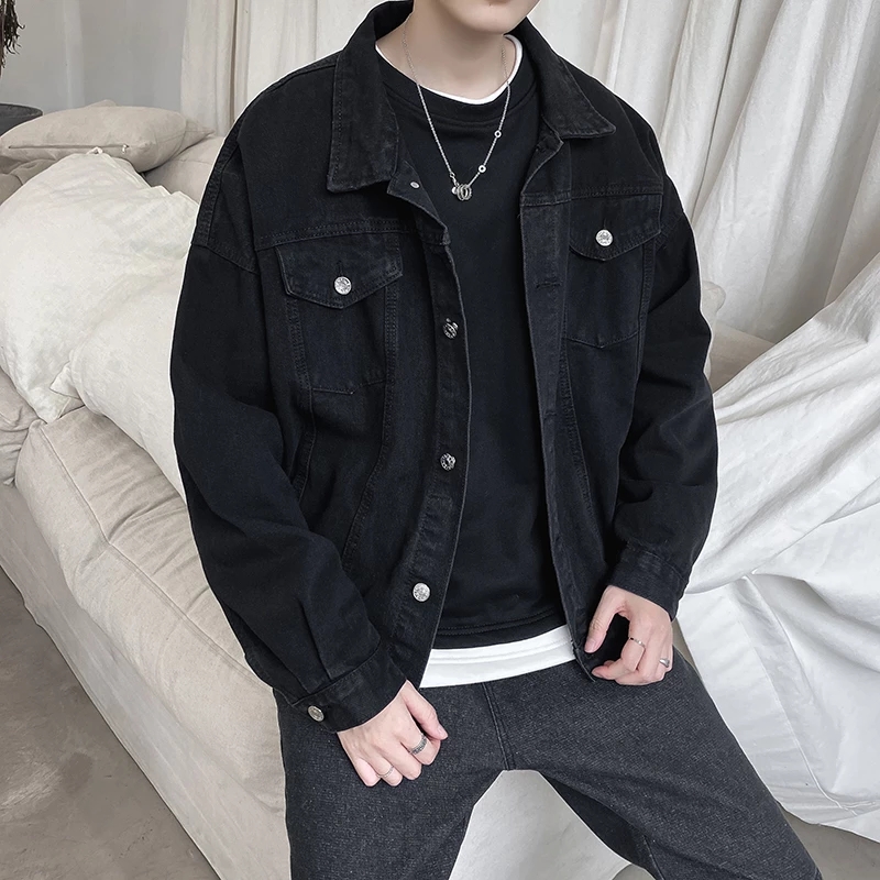 Veste Courte en Denim Noir pou - Bomber Jacket Men avis et prix