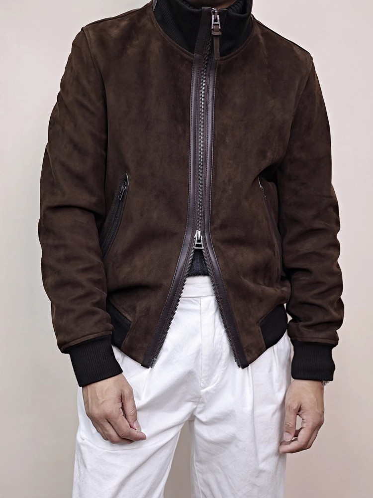 Veste en cuir véritable pour h - Bomber Jacket Men avis et prix
