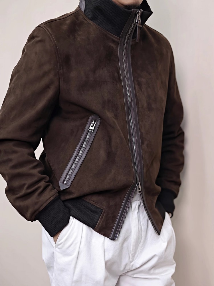 Veste en cuir véritable pour h - Bomber Jacket Men avis et prix