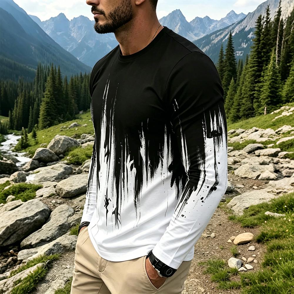 T-shirt à manches longues dégr - Fashion Mens Shirt avis et prix
