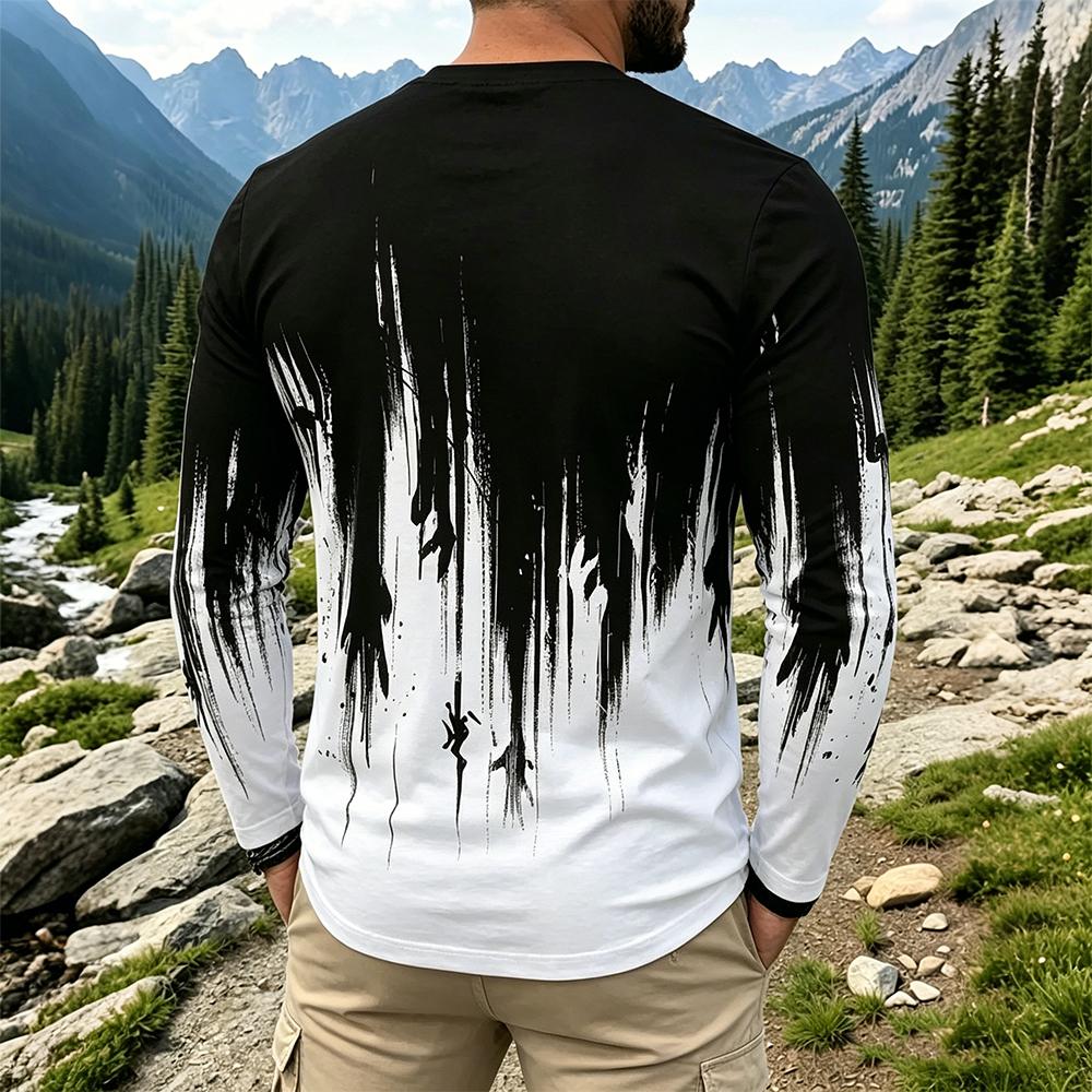 T-shirt à manches longues dégr - Fashion Mens Shirt avis et prix